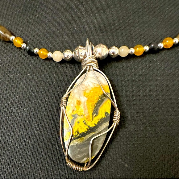 Hand Crafted “One of a Kind” Bumble Jasper & Sterling Silver Pendant Necklace. - Picture 2 of 3